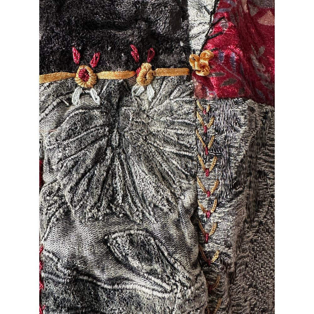 Vintage Patchwork Velvet Jacket Boho Embroidered … - image 5